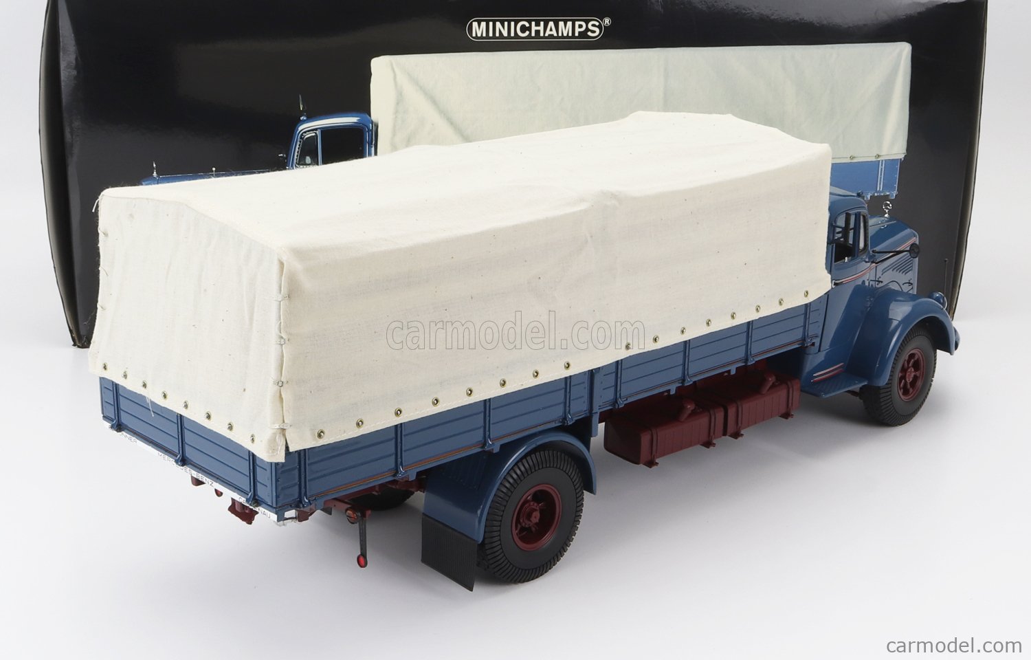 MINICHAMPS 109031020 Scale 1/18 | MERCEDES BENZ L6600 TRUCK CANVAS TELONATO  2-ASSI 1950 - DEFECT PAINT BLUE CREAM BORDEAUX