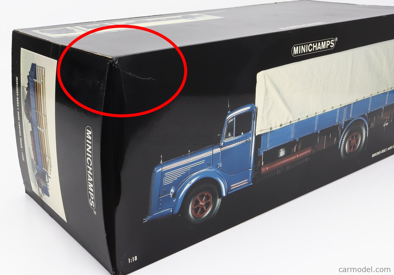 MINICHAMPS 109031020 Scale 1/18 | MERCEDES BENZ L6600 TRUCK CANVAS TELONATO  2-ASSI 1950 - DEFECT PAINT BLUE CREAM BORDEAUX