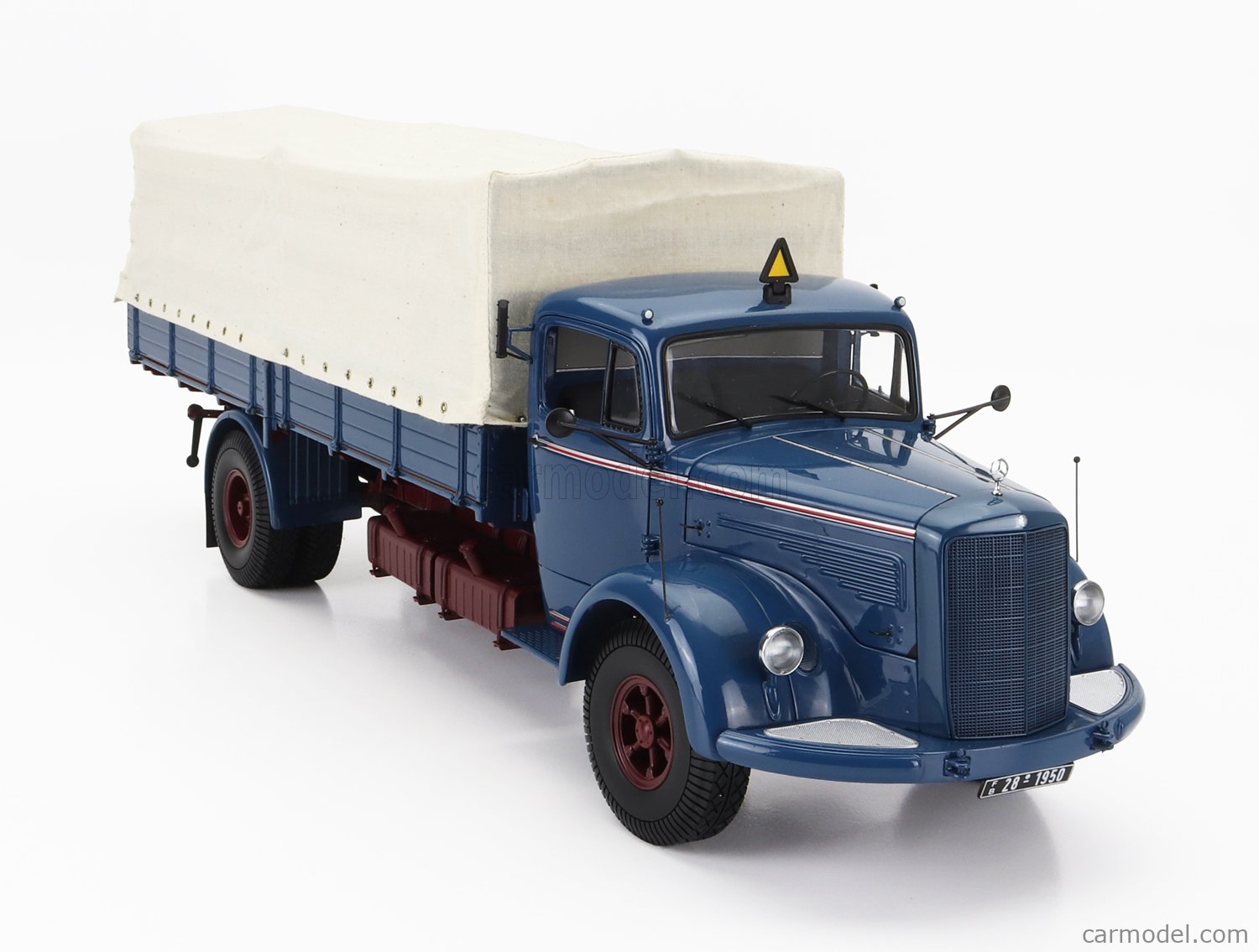 MINICHAMPS 109031020 Scale 1/18 | MERCEDES BENZ L6600 TRUCK CANVAS TELONATO  2-ASSI 1950 - DEFECT PAINT BLUE CREAM BORDEAUX