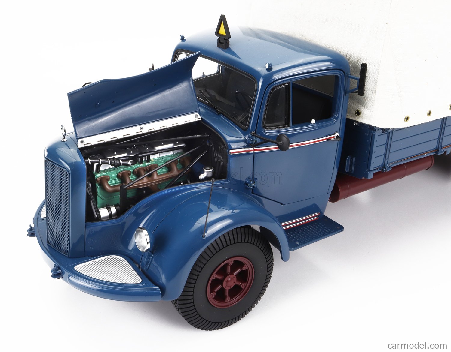 MINICHAMPS 109031020 Scale 1/18 | MERCEDES BENZ L6600 TRUCK CANVAS TELONATO  2-ASSI 1950 - DEFECT PAINT BLUE CREAM BORDEAUX