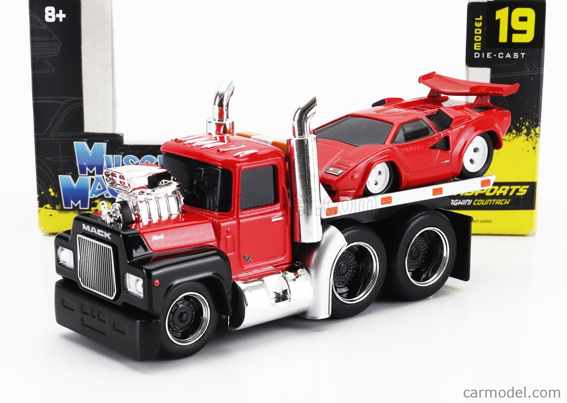 MAISTO 11532-09 Scale 1/64 | MACK R685ST FLATBED TRUCK CAR TRANSPORTER ...