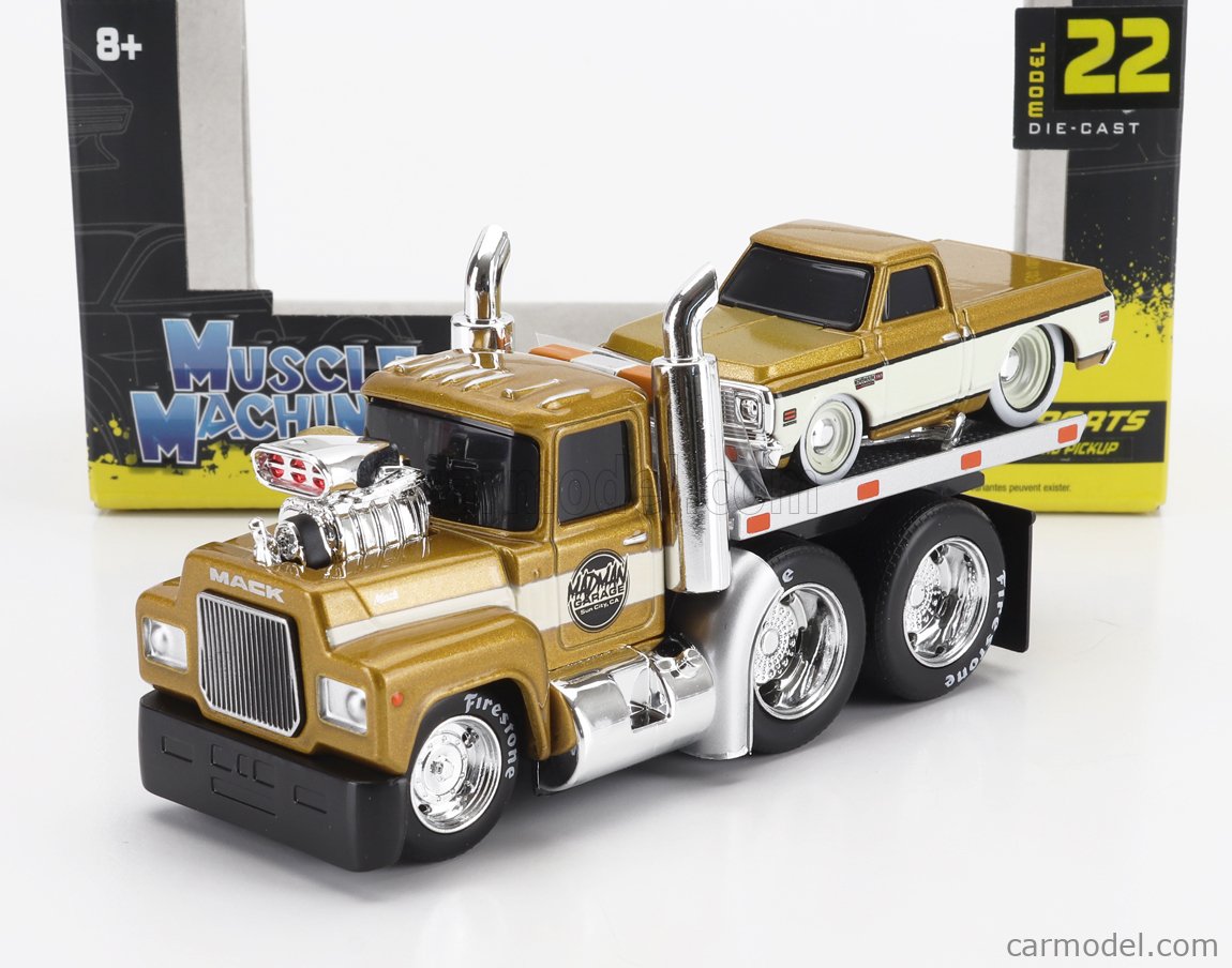 MAISTO 11532-06 Scale 1/64 | MACK R685ST FLATBED TRUCK CAR TRANSPORTER ...