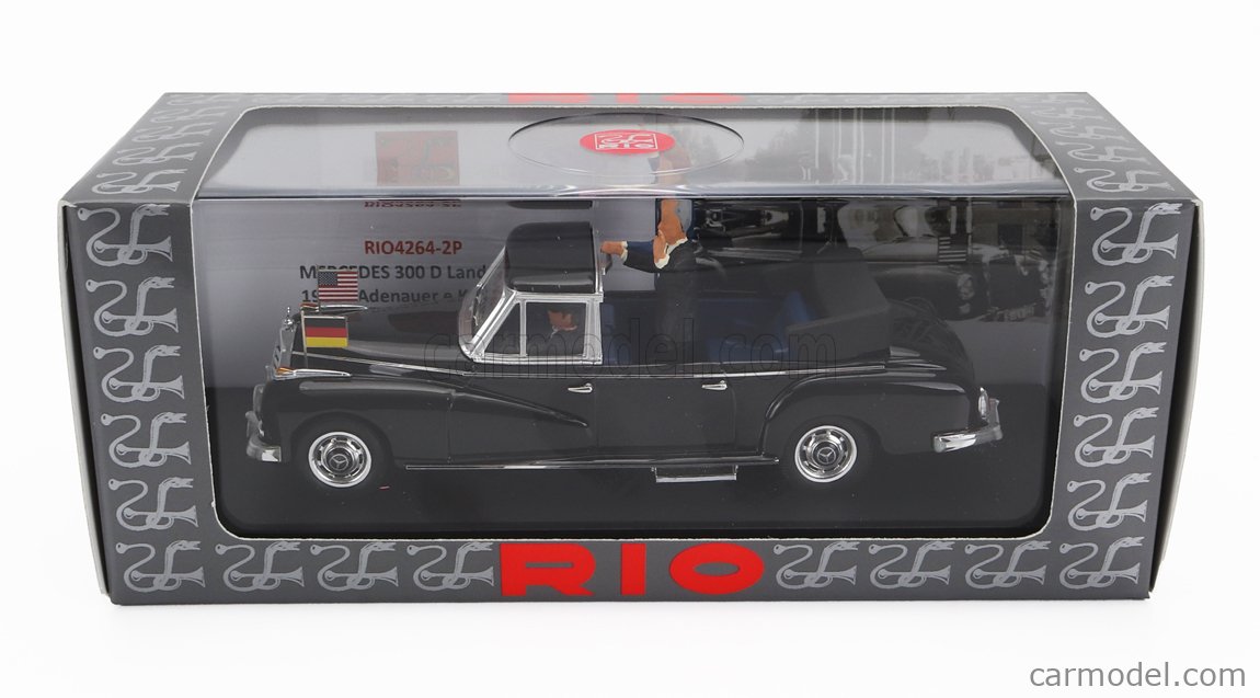 Modèle Réduit Mercedes 300 D Limousine 1963 Présidentielle Kennedy-Adenauer - Échelle 1:43 - Marque Rio, Réf. 120 - Occasion