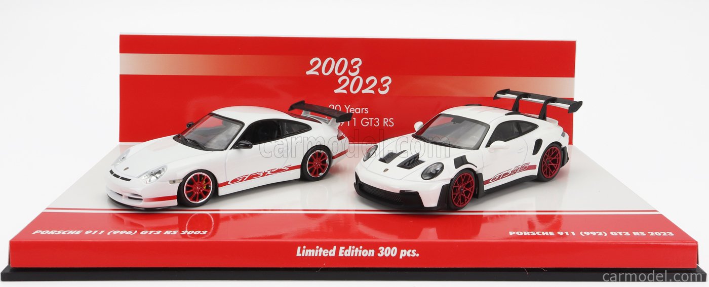 PORSCHE - SET 2X 20 YEARS GT3 RS - 911 996 GT3 RS COUPE 2003 + 911 992 GT3  RS COUPE 2023