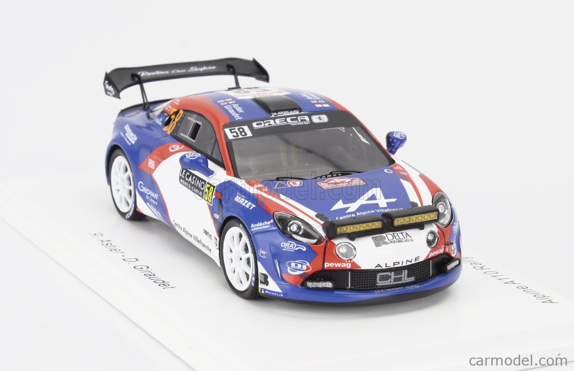 Alpine A110 Rally RGT, Rallye WM, Rallye Monte Carlo, 2024, Chazel Technologie Course, #60, A.Fumal/J.Escartefigue, 1:43, Spark | Model Car World