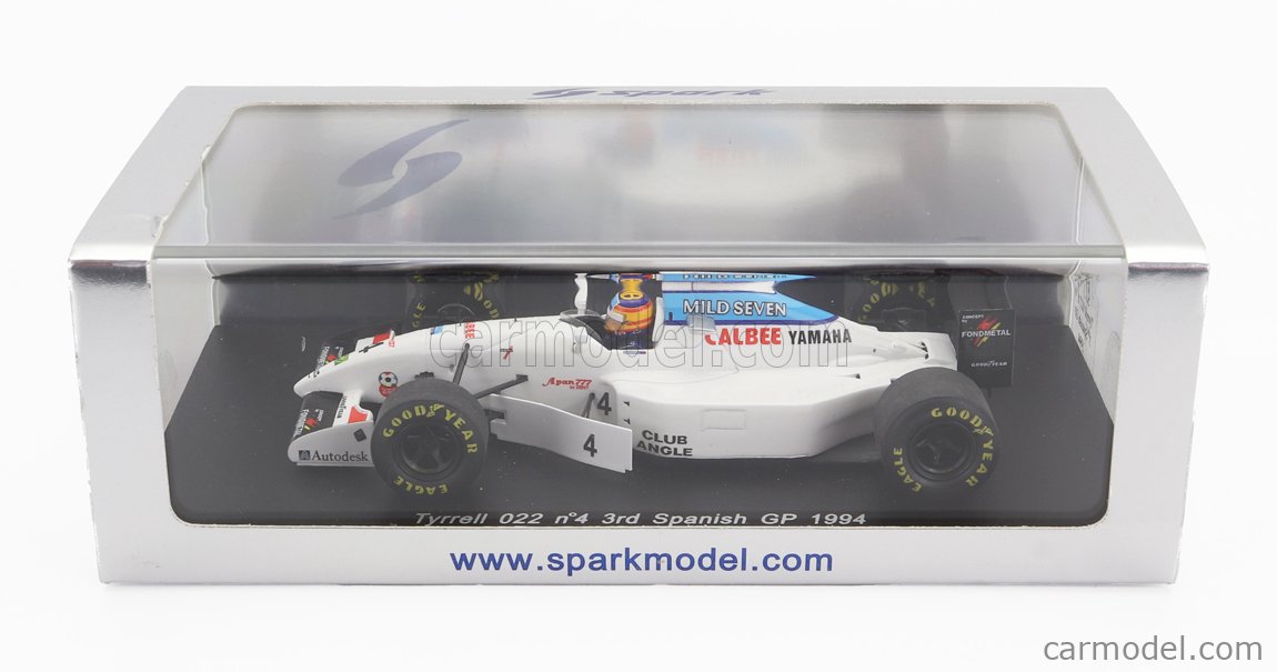 SPARK-MODEL S1597 Scale 1/43  TYRRELL F1  022 N 4 3rd SPAIN GP 1994 MARK BLUNDELL WHITE