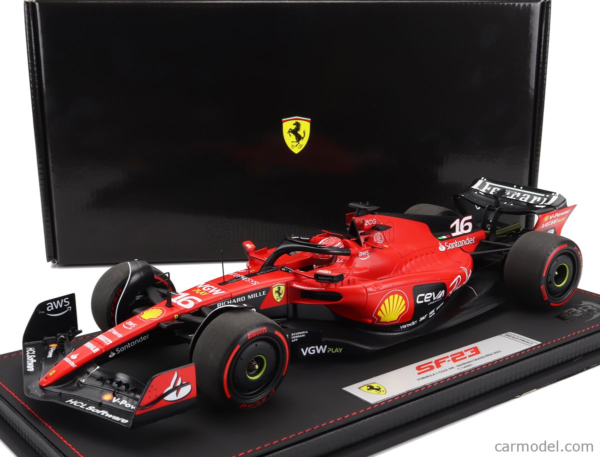 FERRARI - F1 SF-23 TEAM SCUDERIA FERRARI N 16 BAHRAIN GP 2023 CHARLES  LECLERC - CON VETRINA - WITH SHOWCASE