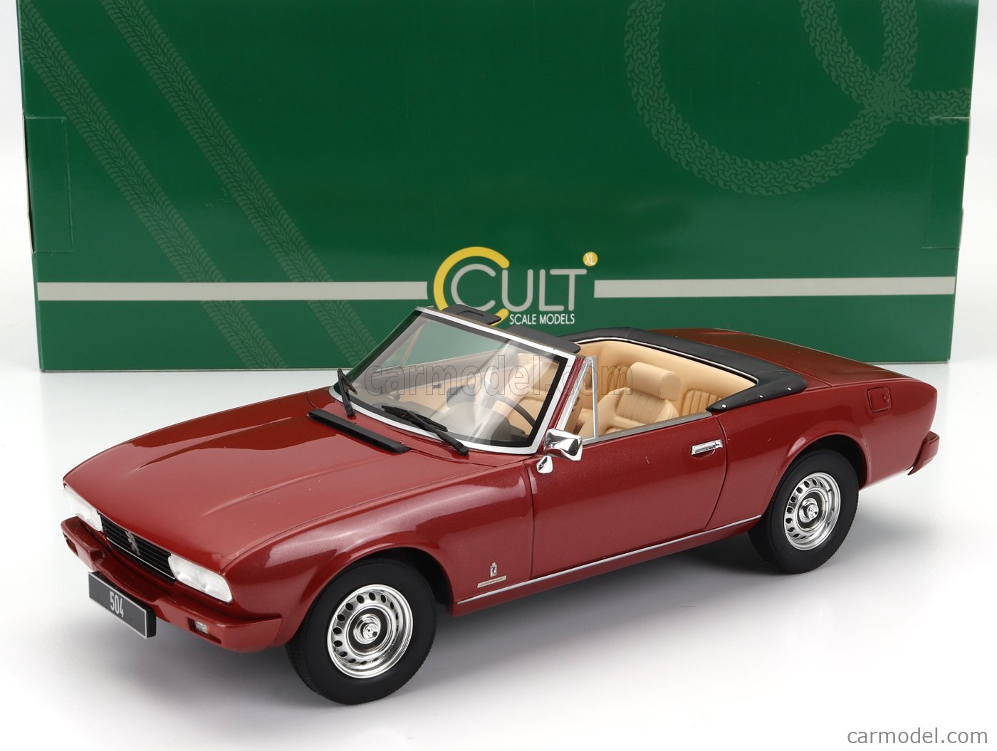 Maquette Voiture 1:18 Peugeot 504 Cabriolet 1983 - Rouge Métallisé - Cult Scale Models - Neuf