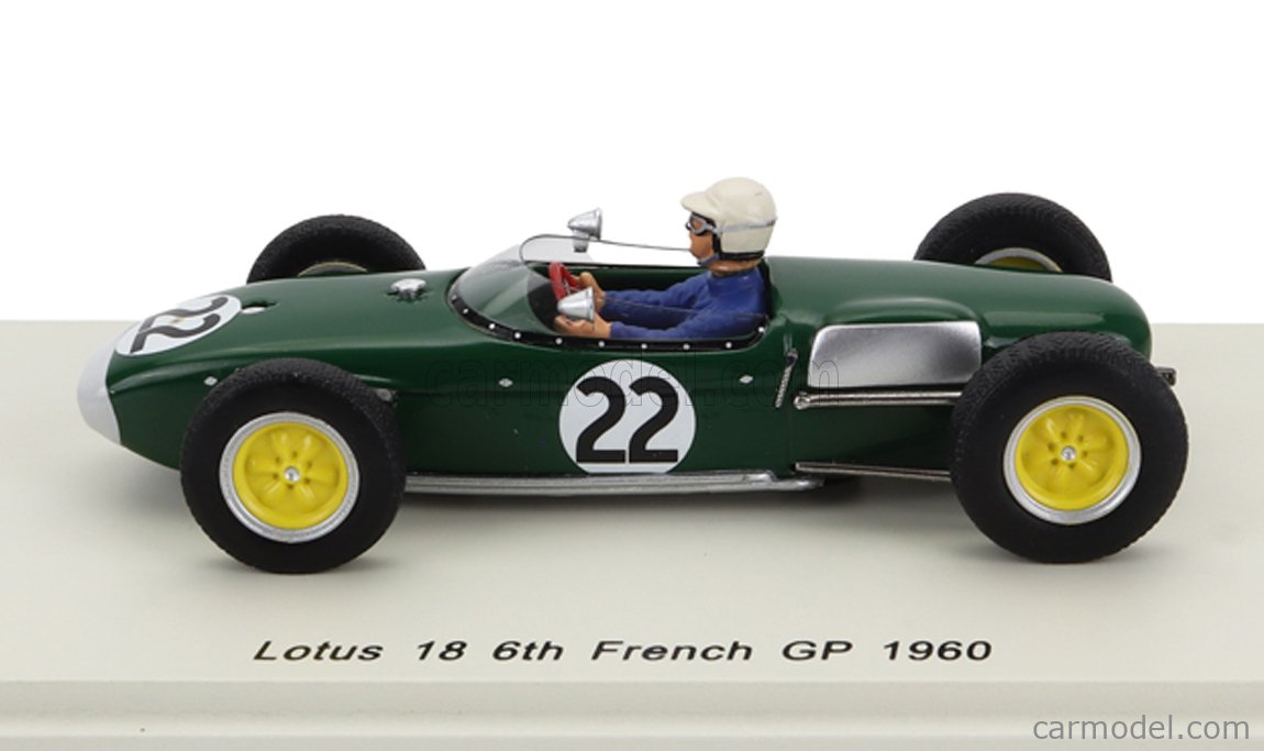 Spark S1823 Lotus 18 #22 – 6e GP De France 1960 – Miniature 1/43 Neuve Sous Boîte
