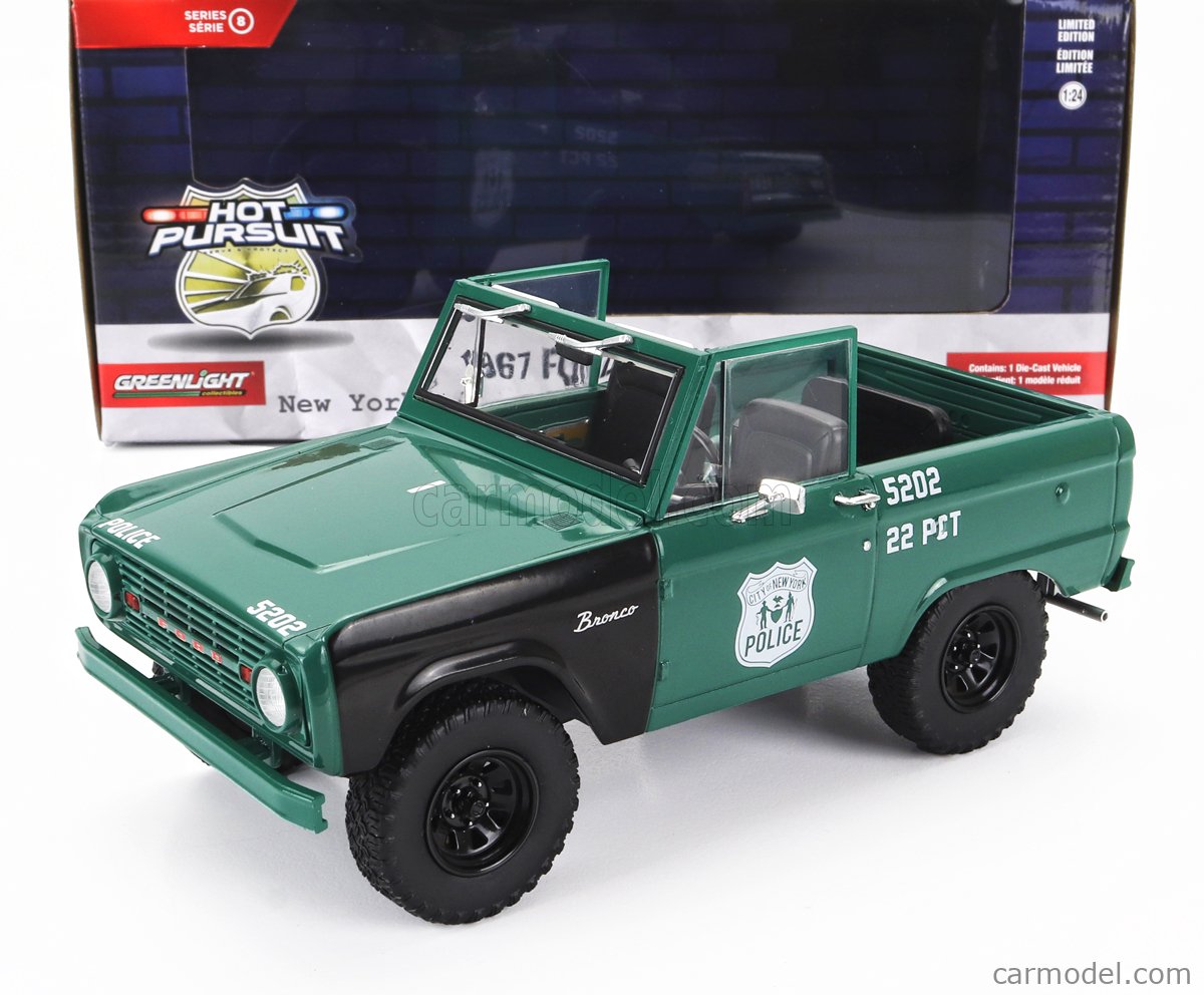 Miniature Greenlight Ford Bronco 1967 Police NYPD - Échelle 1/24 - En Boîte Verte - Neuf
