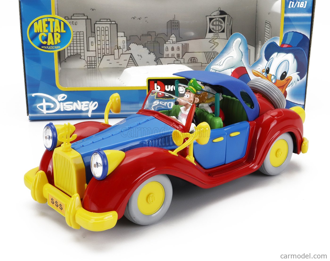 BURAGO 2603 Масштаб 1/18 | WALT DISNEY AUTO DI ZIO PAPERONE - UNCLE SCROOGE  CAR BLUE RED YELLOW