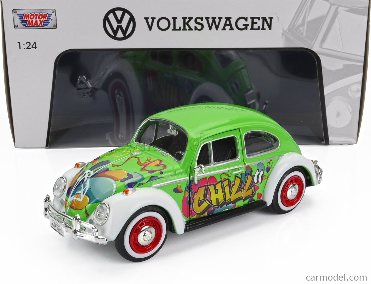 Miniature VW Coccinelle Style Choro-Q Graffiti - Métal, Couleur Rose, Marque PRC - Neuf, Modèle Réduit De Collection