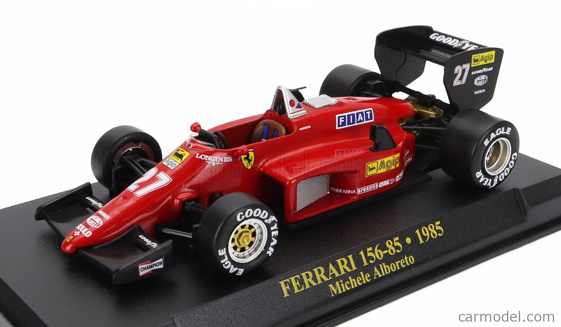 Modèle Miniature Ferrari F1 156-85 #27 Michele Alboreto 1985 - échelle 1:24 Edicola + Vitrine
