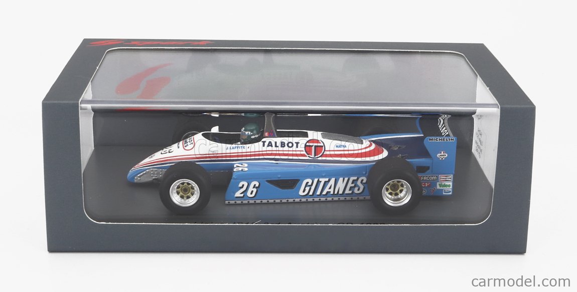 SPARK-MODEL S4264 Scale 1/43 | LIGIER F1 JS19 N 26 3rd AUSTRIAN GP 1982  JACQUES LAFFITE LIGHT BLUE