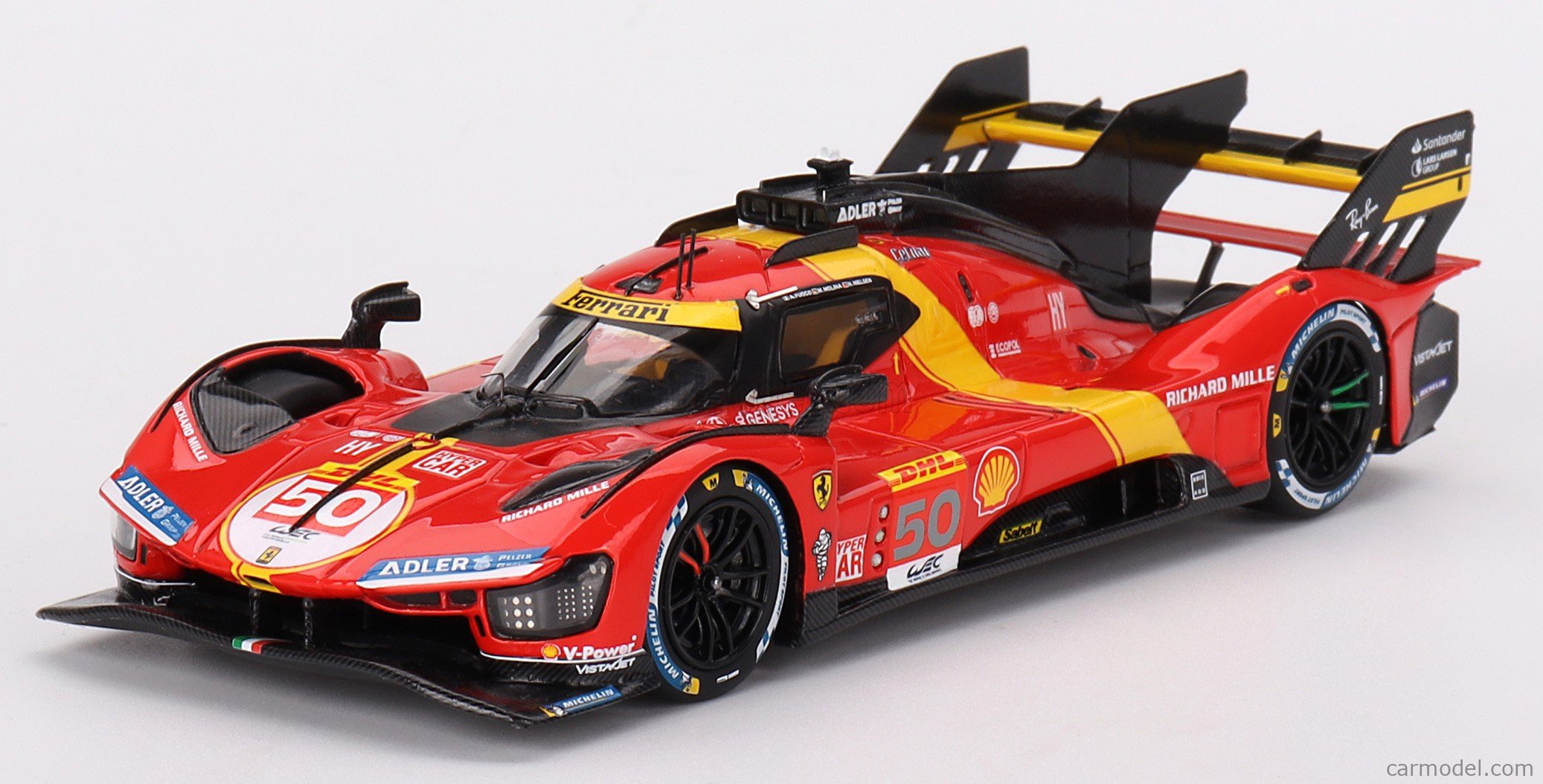 BBR-MODELS BBRCS18003 Масштаб 1/18 | FERRARI 499P 3.0L TURBO V6 TEAM  FERRARI AF CORSE N 50 3rd 1000 miles SEBRING 2023 ANTONIO FUOCO - MIGUEL  MOLINA - NICKLAS NIELSEN RED YELLOW BLACK