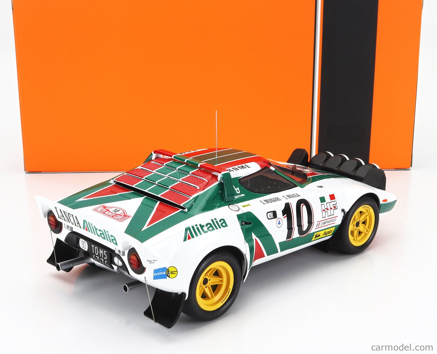Modello Lancia Stratos HF N.10 Rally Monte Carlo 1976 1:18 | Diecast Dettagliato Con Espositore | Munari/Maiga