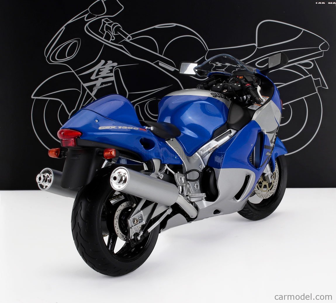 Modèle Réduit Suzuki GSX 1300R Hayabusa 1:12 - Bleu/Argent - LCD Models - Neuf