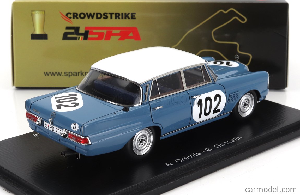 Voiture Miniature SPARK Mercedes 300 Se - Vainqueur De Spa 1964 - échelle 1/43 - Modèle Collector