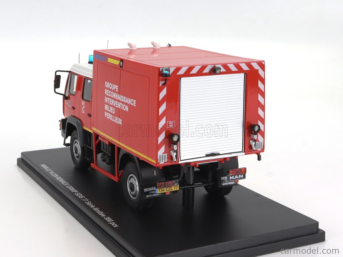 Miniature Camion De Pompier ALERTE 1/43 - MAN LE220C VGRIMP BEMAEX SDIS 77, Rouge