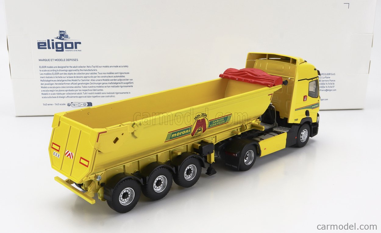 Camion Renault T 460 Avec Remorque Benne Eligor - Échelle 1/43, Jaune, Neuf, Réf. 118117
