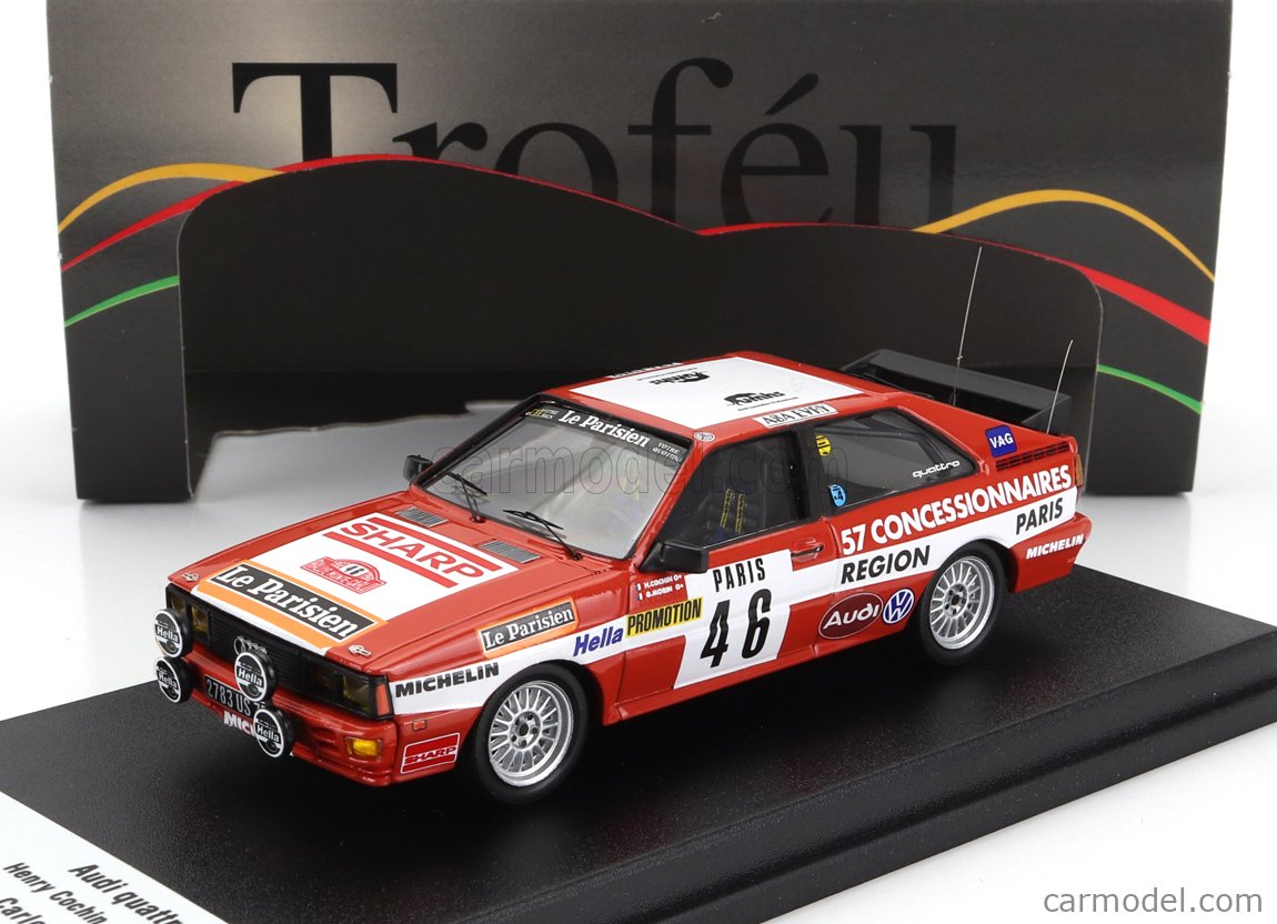 Miniature Audi Quattro Monte-Carlo 1982 N°5 - Mouton/Pons - 1/43 Spark/Trofeu