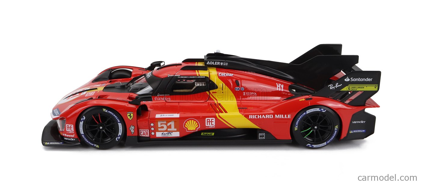 FERRARI 499p 3.0l Turbo V6 Team Ferrari Af Corse №51 3rd 24h Le Mans 2024 Alessandro Pier Guidi   James Calado   Antonio Giovinazzi Red Yellow Black