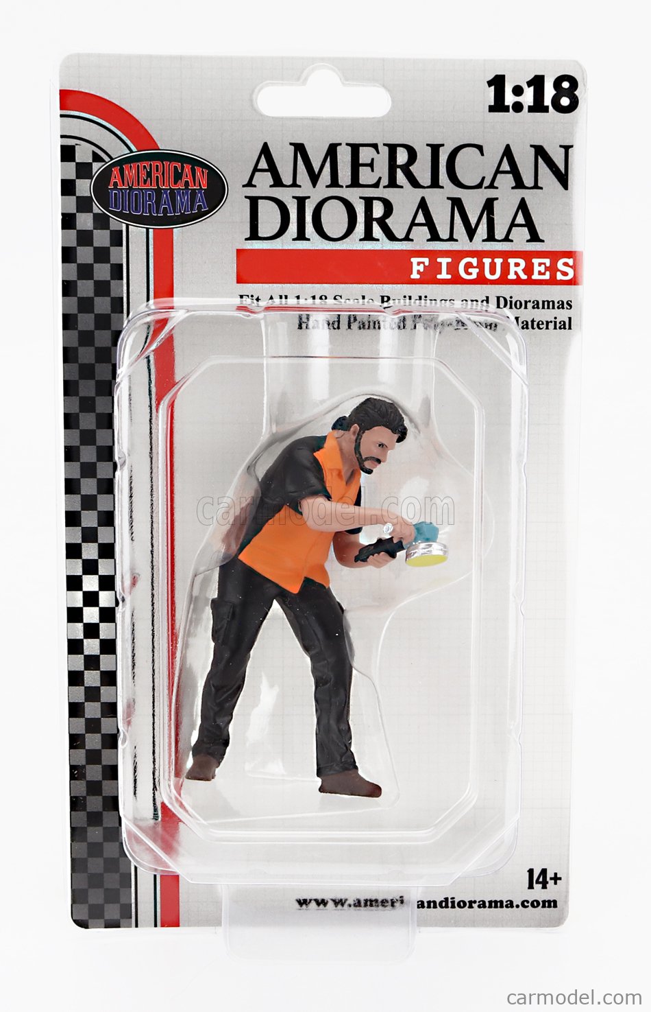 AMERICAN DIORAMA 18604 Scale 1/18 | FIGURES MAN BUFF AND WAX BLACK ORANGE