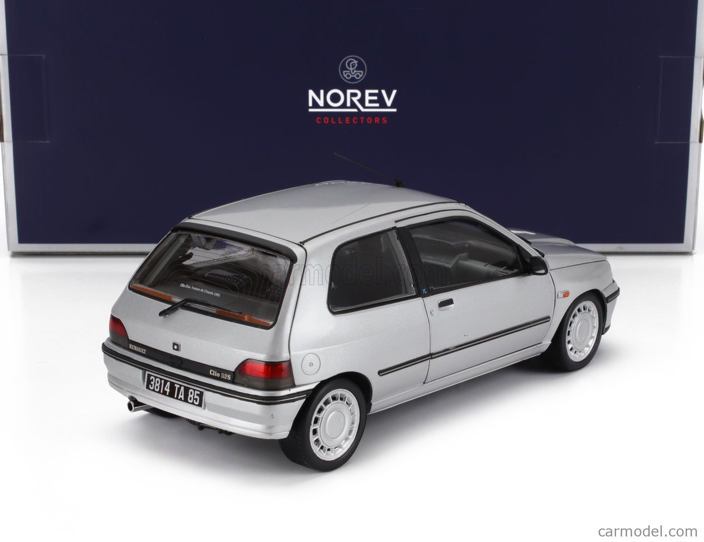 NOREV - Coche de colección compatible con Renault Clio 16S de 1992, color gris Iceberg 1/18, metal RENAULTCLIO