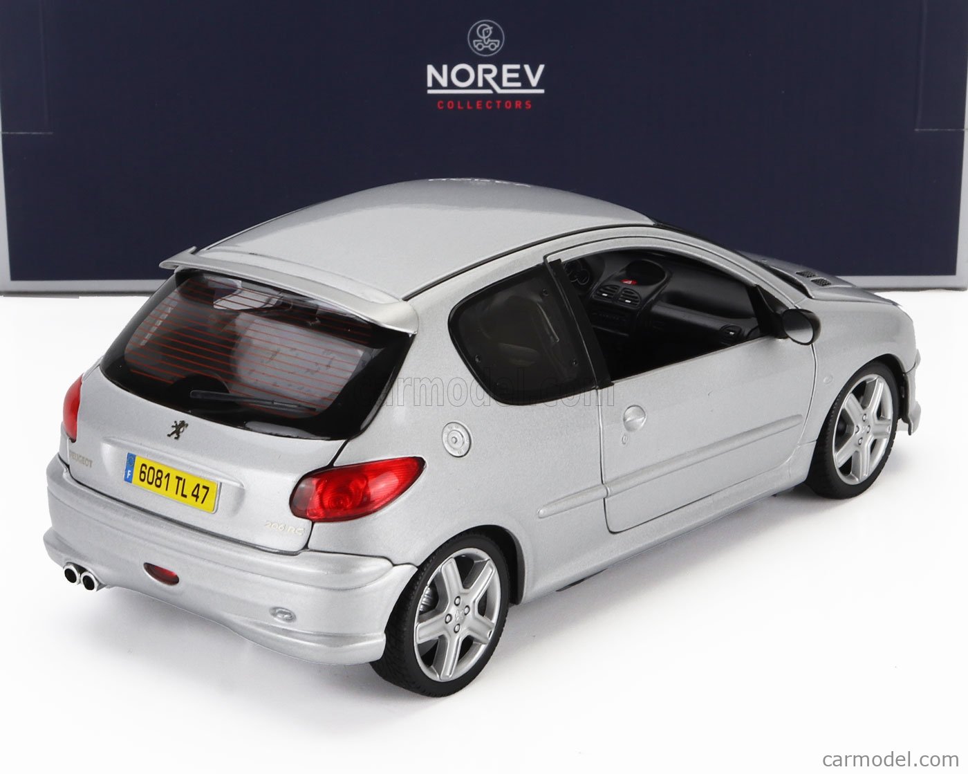 Modèle Réduit 1:18 Norev Peugeot 206 RC Aluminium Argent Métallisé (2003) - Neuf
