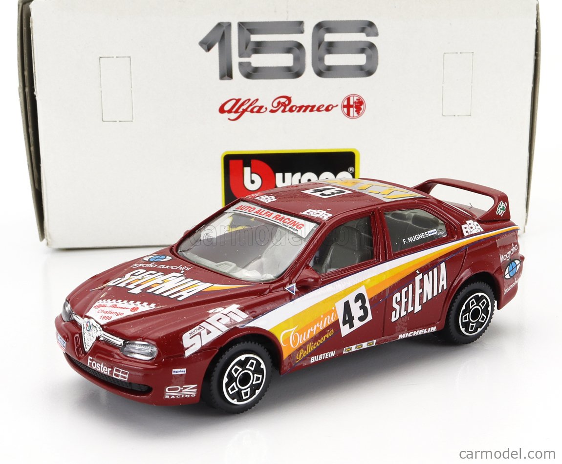 BURAGO 4121F-5915611 Scale 1/43 | ALFA ROMEO 156 GTA SELENIA N 43 GRAN  TURISMO SEASON 1997 FRANCO NUGNES RED