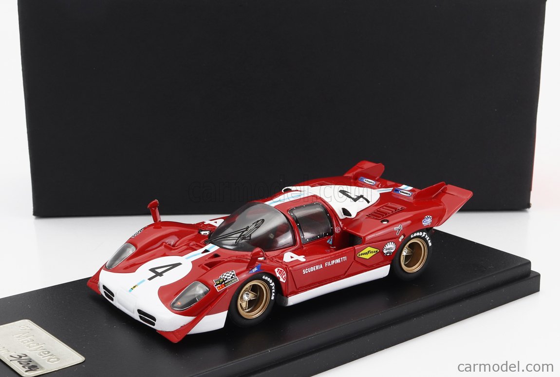 REMEMBER 179461 Scale 1/43 | FERRARI 512S 5.0L V12 TEAM SCUDERIA  FILIPINETTI N 4 6th TARGA FLORIO 1970 MIKE PARKES - HERBERT MULLER RED WHITE