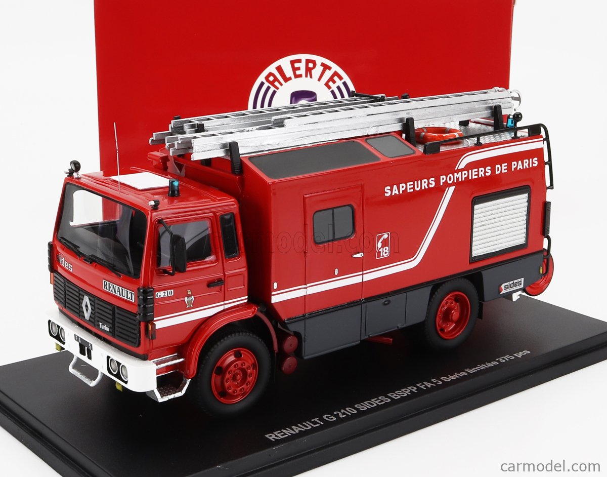 ALERTE ALERTE0145 Масштаб 1/43 | RENAULT G210 SIDES BSPP FA5 TANKER TRUCK  2-ASSI SAUPERS POMPIERS DE PARIS 1991 RED GREY