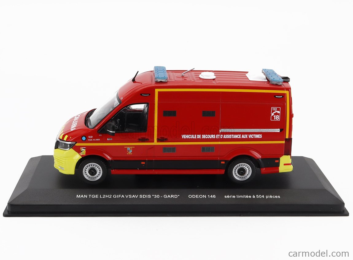 Miniature Ambulance MAN TGE SDIS 88 Vosges 1/43 - Métal, Limitée à 504 Exemplaires - 13 Cm - Boîte Vitrine