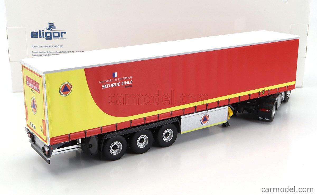 Camion Semi-remorque Renault T 460 Sécurité Civile Eligor 1/43 - Modèle Neuf Rouge