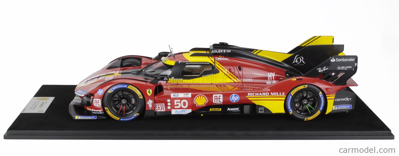 Looksmart Ferrari 499p 3.0l Turbo V6 Team Ferrari Af Corse N 50 Winner 24h Le Mans 2024 Antonio Fuoco - Miguel Molina - Nicklas Nielsen 1:18 Červená Žltá Čierna