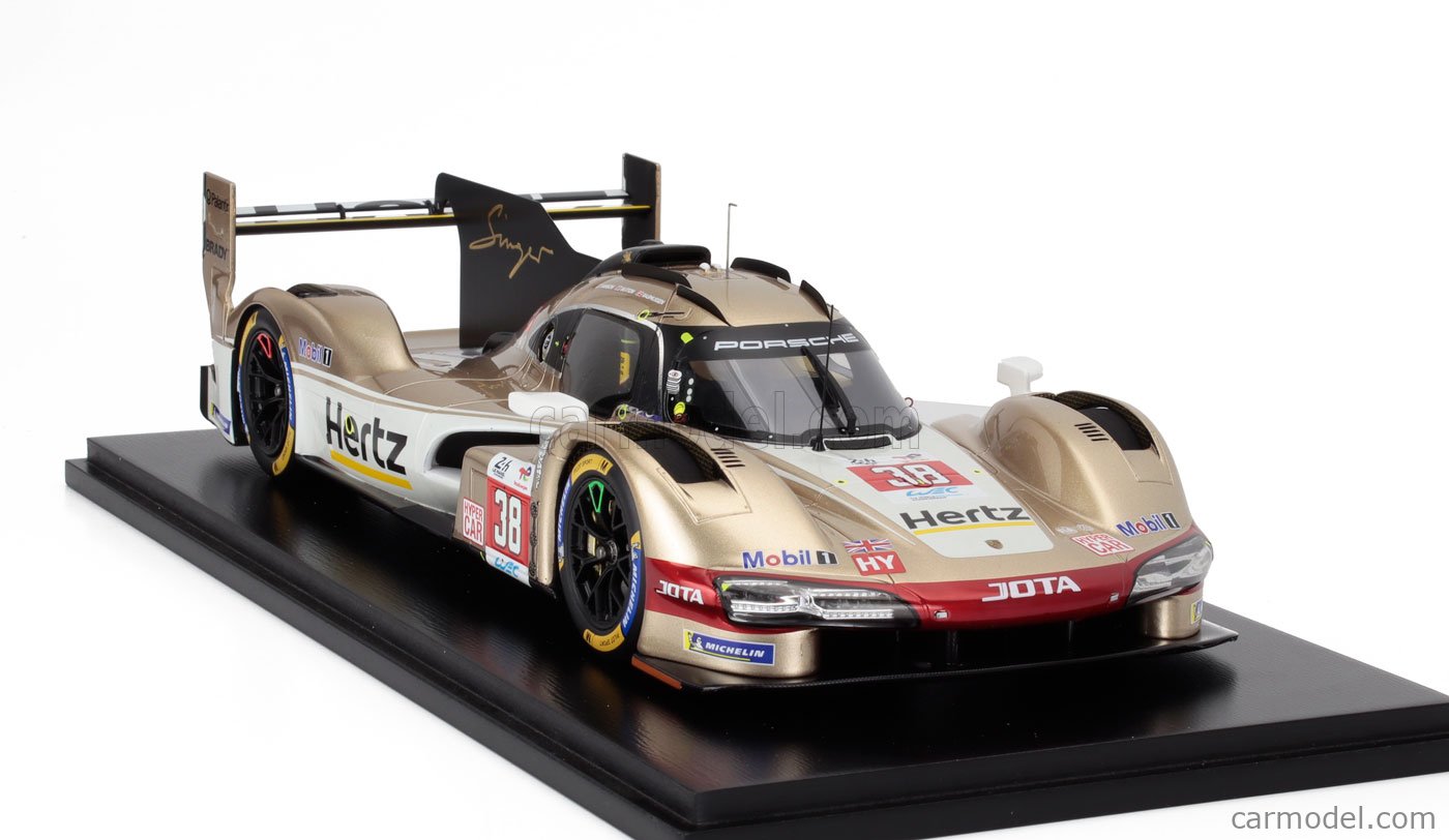 Spark-model Porsche 963 9rd 4.6l Turbo V8 Team Hertz Jota N 38 24h Le Mans 2024 Jenson Button Phil Hanson Oliver Rasmussen 1 64 Bile Zlato 4