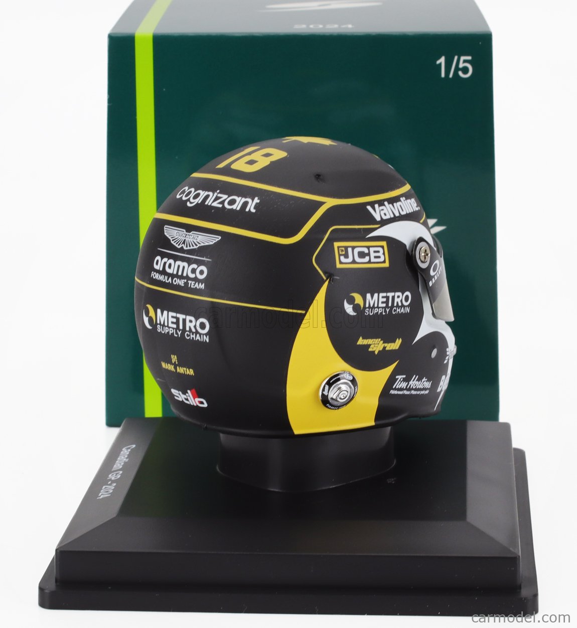 Casque Bell F1 échelle 1:5 Spark - Lance Stroll #18 Grand Prix Du Canada 2024, Modèle 5HSP116
