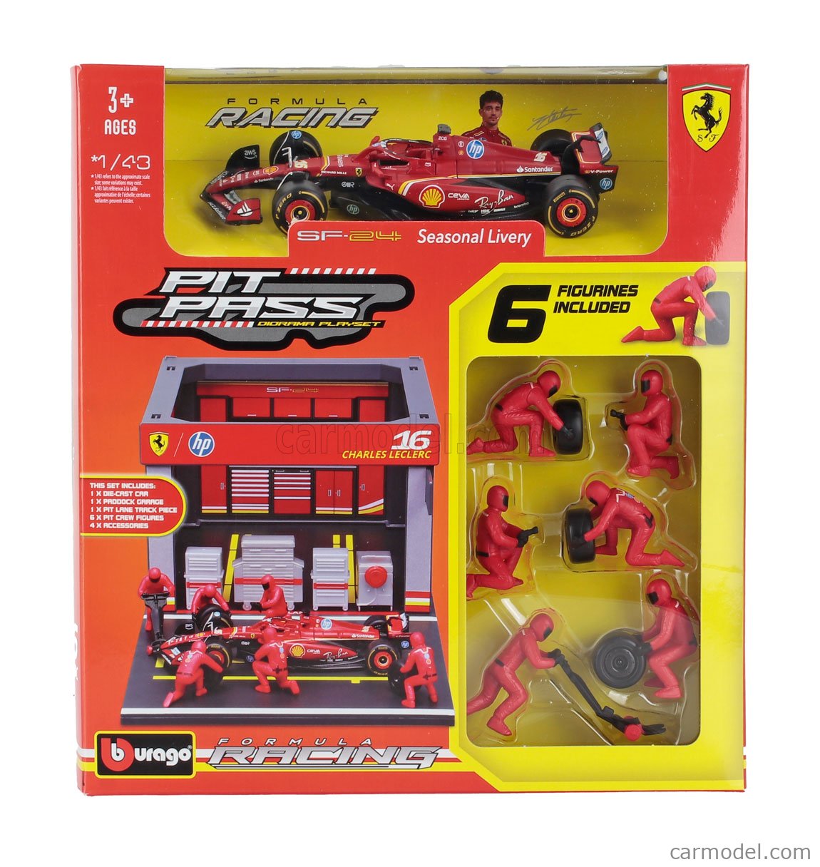 BURAGO 18-36862-L Scale 1/43 | FERRARI F1 SF-24 DIORAMA GARAGE PIT