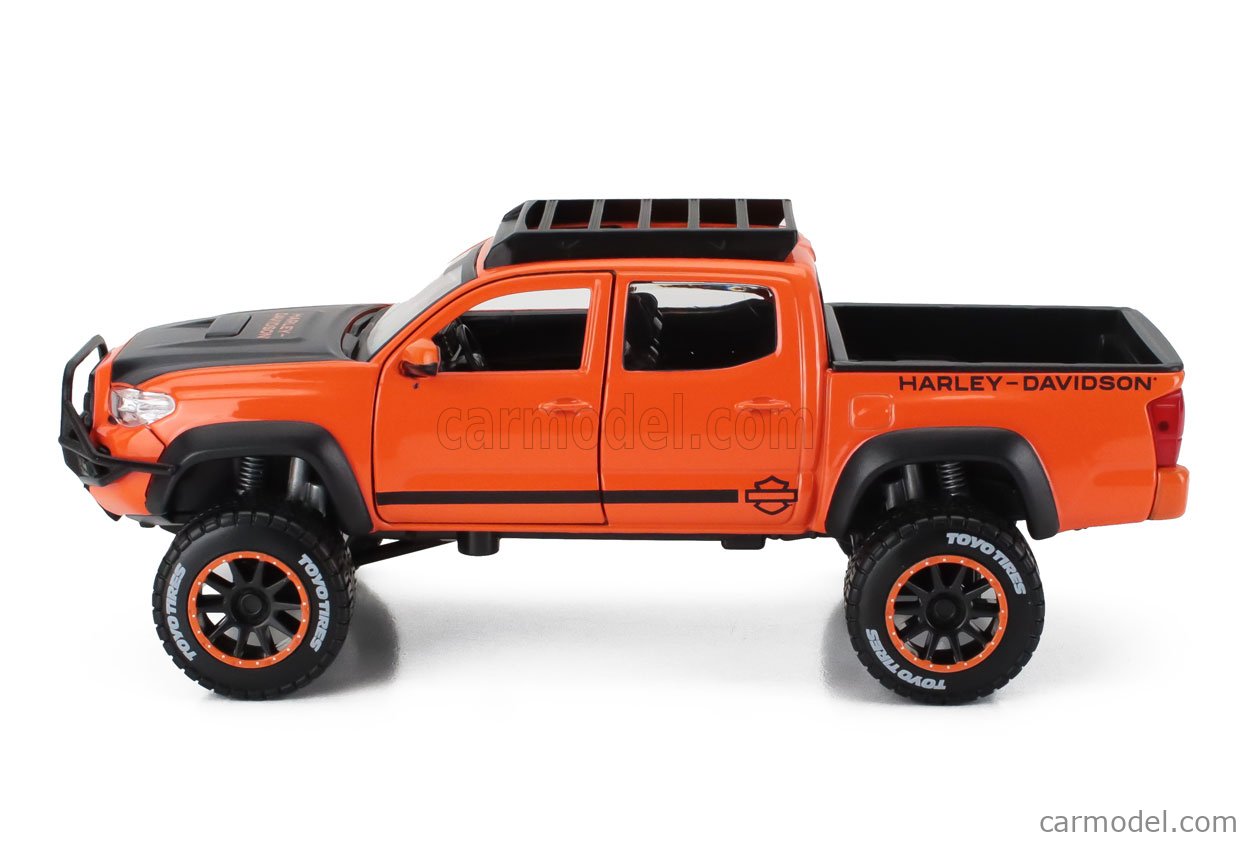 Maisto 1:24 Harley Davidson Custom 2023 Toyota Tacoma – Modellino Pressofuso Arancione/Nero, Porte Apribili, Collezione - 5