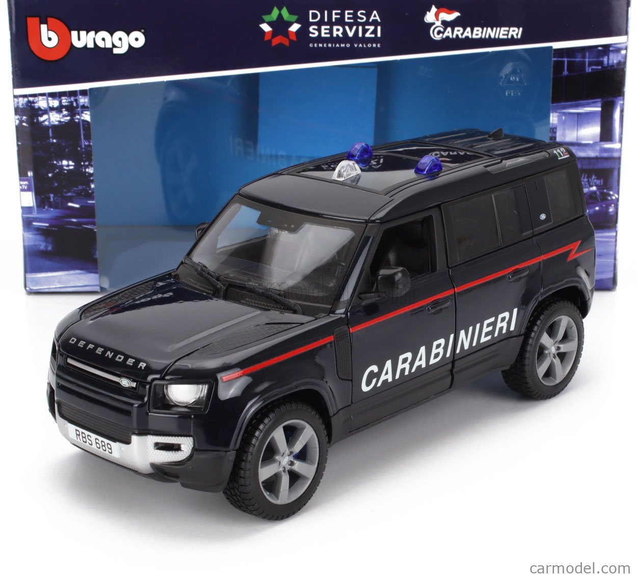 RE-EL TOYS Voiture R/C 1:24 Land Rover Defender Police - Télécommandée Tout-terrain