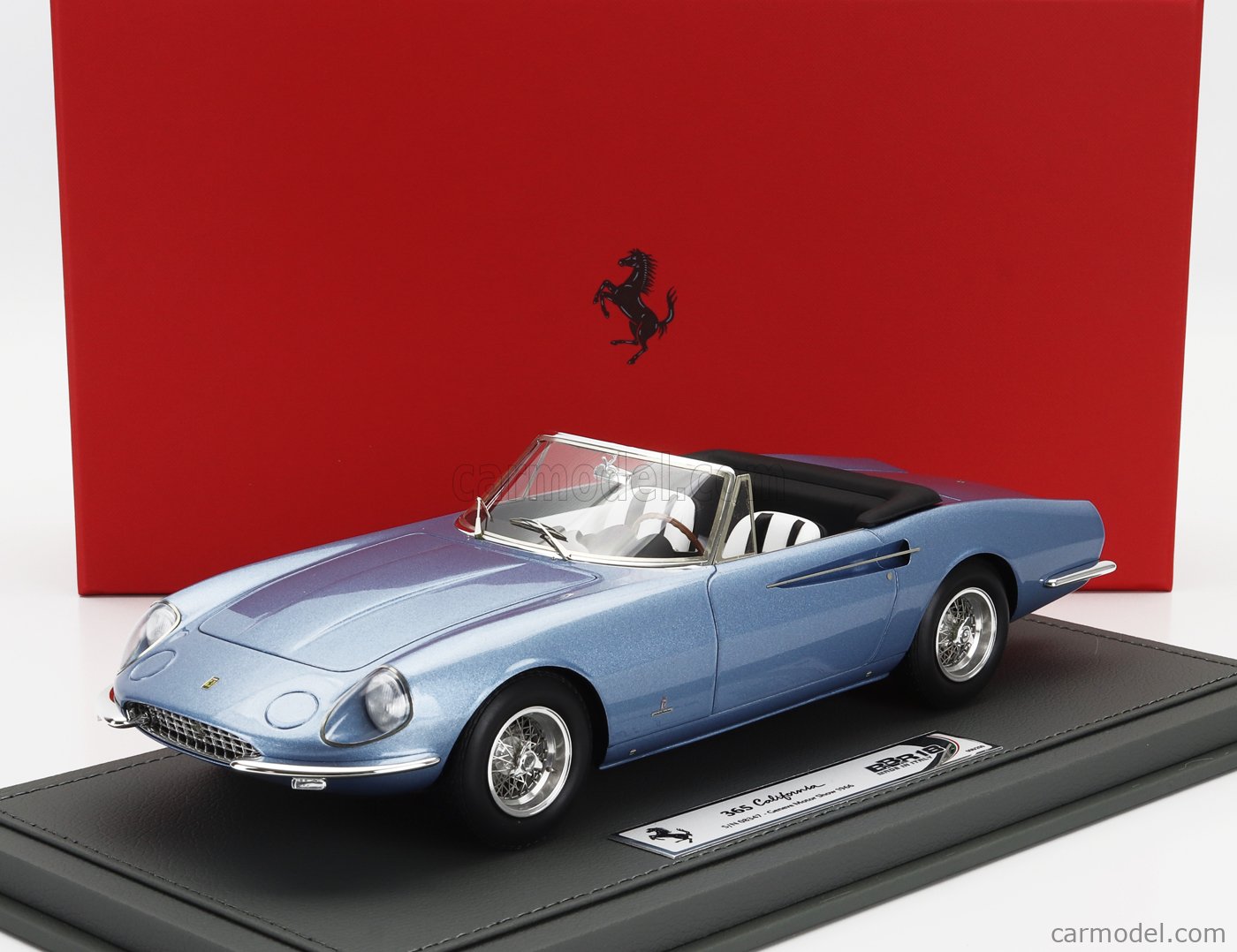 1966 FERRARI 365 CALIFORNIA CONV ROSSO RUBINO RED & DISPLAY CASE 1/18 BBR 1814 E