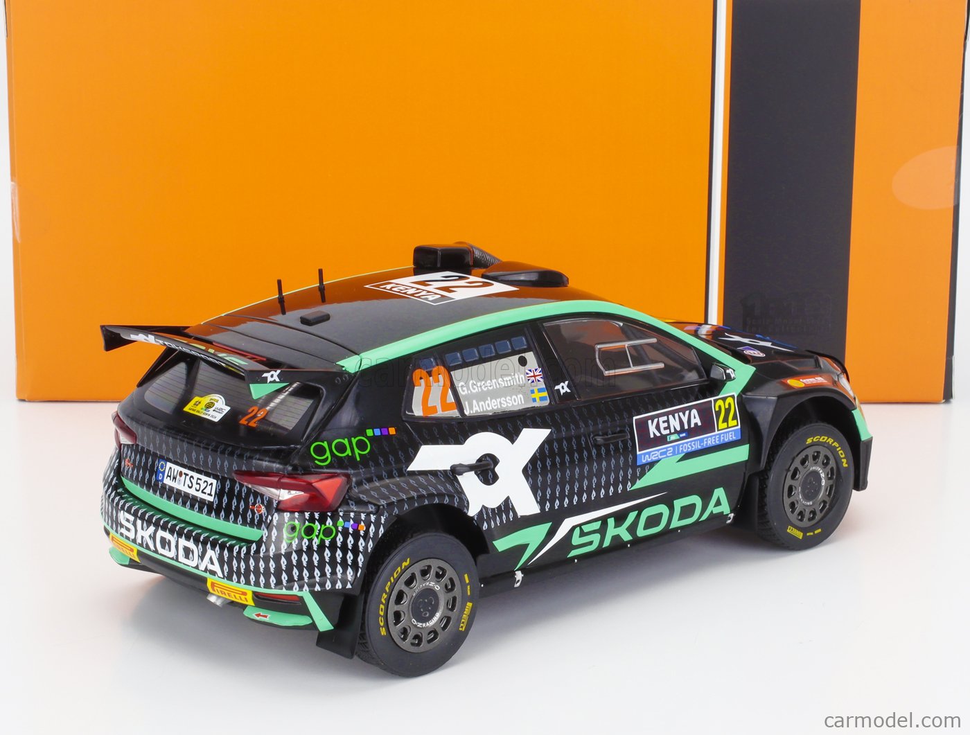 Skoda Fabia Rally2 1:43 - IXO, #22 Safari Rally Kenya 2024, Greensmith, Modello RAM940A.22 - 3