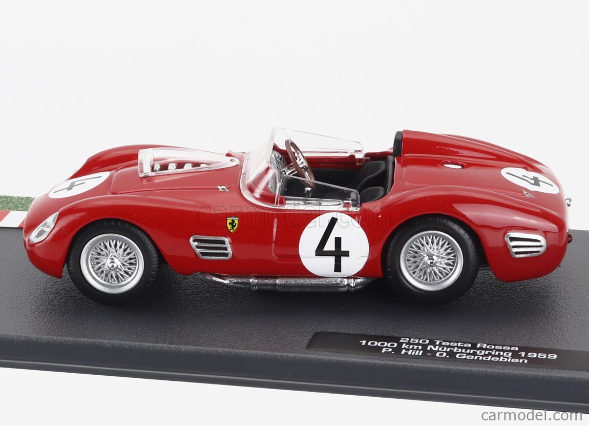 EDICOLA ABFRT033 Scale 1/43 | FERRARI 250TR TESTA ROSSA SPIDER N 4 1000km  NURBURGRING 1959 PHIL HILL - OLIVIER GENDEBIEN RED WHITE