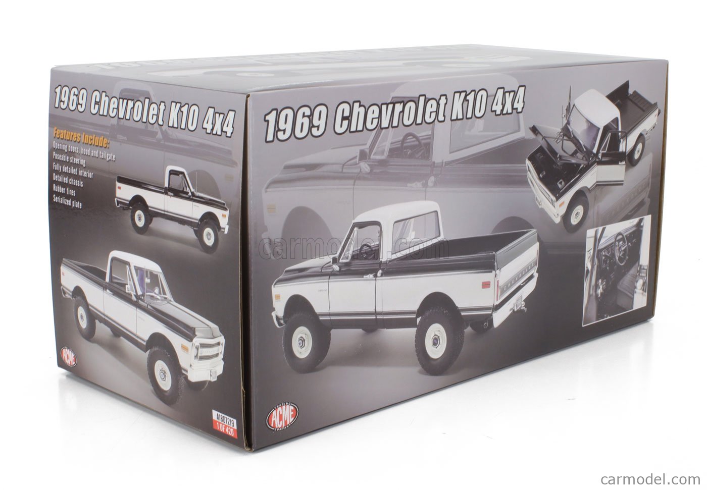 acmeアクメ/'70 Chevyシボレー K-10 4x4 1/18 限定 1/18 ACME 1969 Chevrolet K10 4x4 (Black & White) Diecast Car