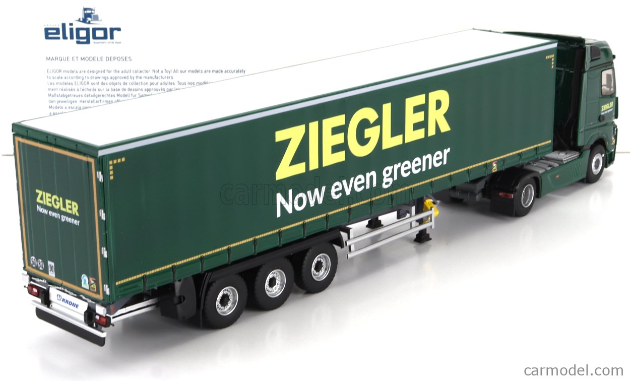 Miniature Eligor 1/43 - Camion Porte-voitures Mercedes Benz - Vert Et Blanc