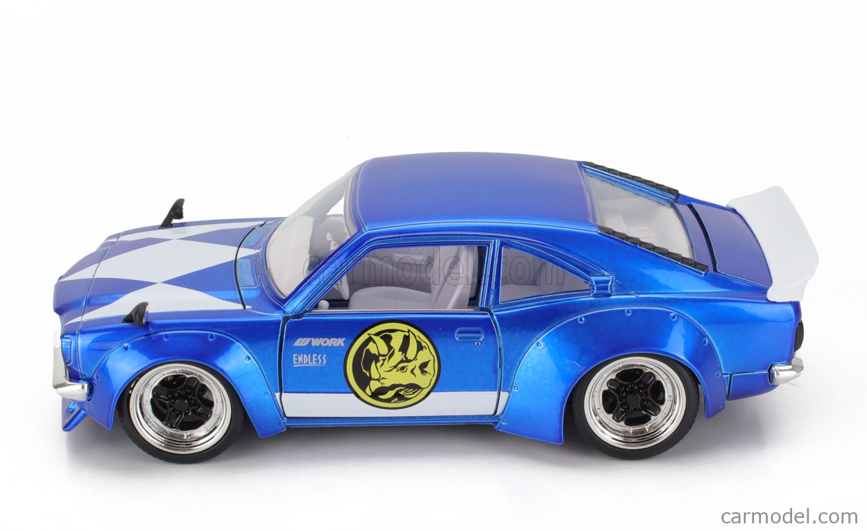 Figurine Power Rangers Blue Ranger Et Mazda RX-3 1974 Échelle 1:24 Jada