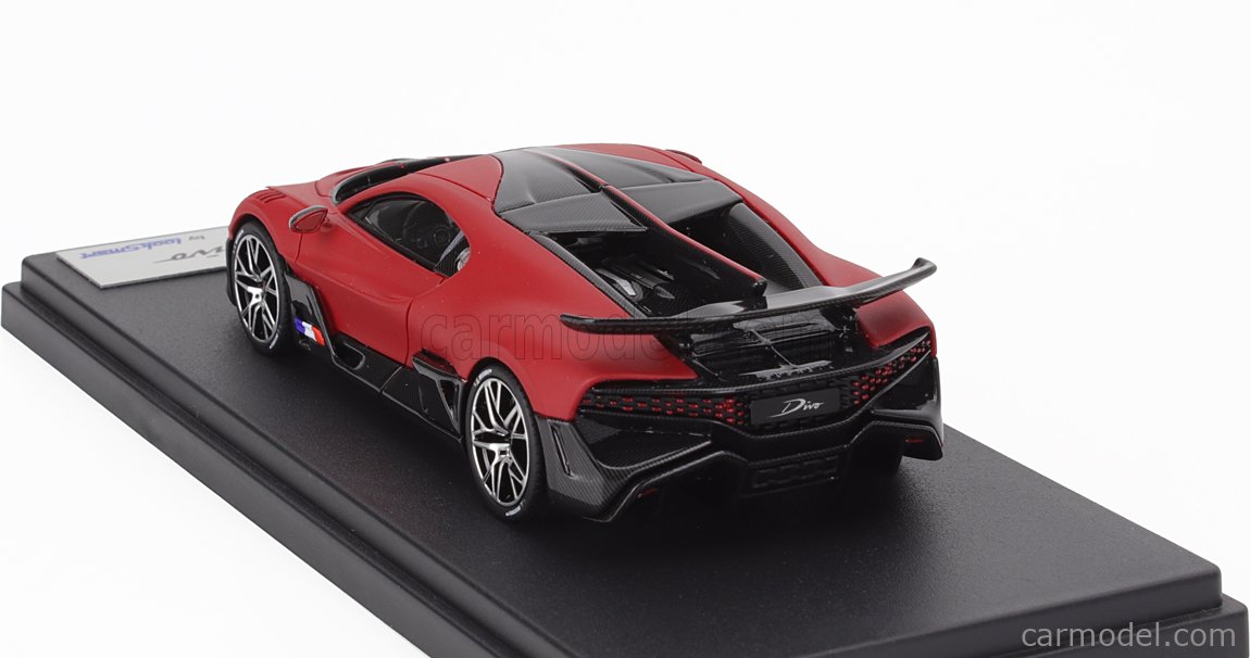 Miniature 1:43 Looksmart Bugatti Divo 2020 Rouge Mat Italien Noir - Modèle LS497E Neuf