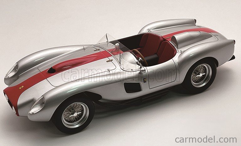 TECNOMODEL TM18-254M Scale 1/18 | FERRARI 250TR 3.0L V12 PONTOON FENDER  TESTAROSSA SPIDER STREET VERSION 1958 SILVER RED