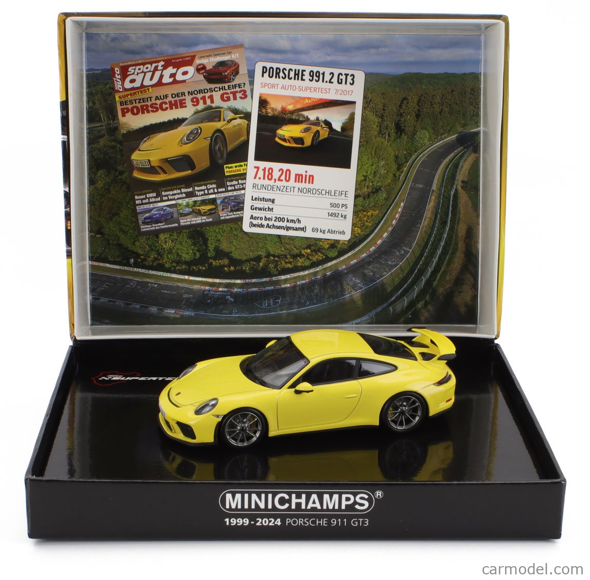 Modèle Réduit 1:43 Porsche 911 GT3 RS (991.2) 2018 Par Minichamps - Noire, Jantes Noires, Neuve