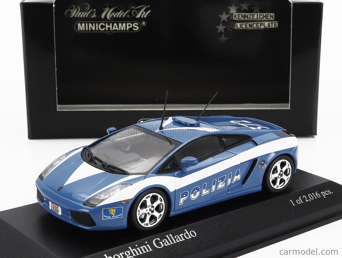 ミニカー　1/43 Lamborghini Gallardo LP560-4 Police Car(ブルー×ホワイト) [LS341] Lamborghini Gallardo Polizi Italy - POLICE CAR No1 - Amercom